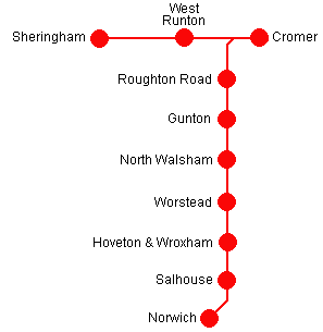 Bittern Line Ranger route map