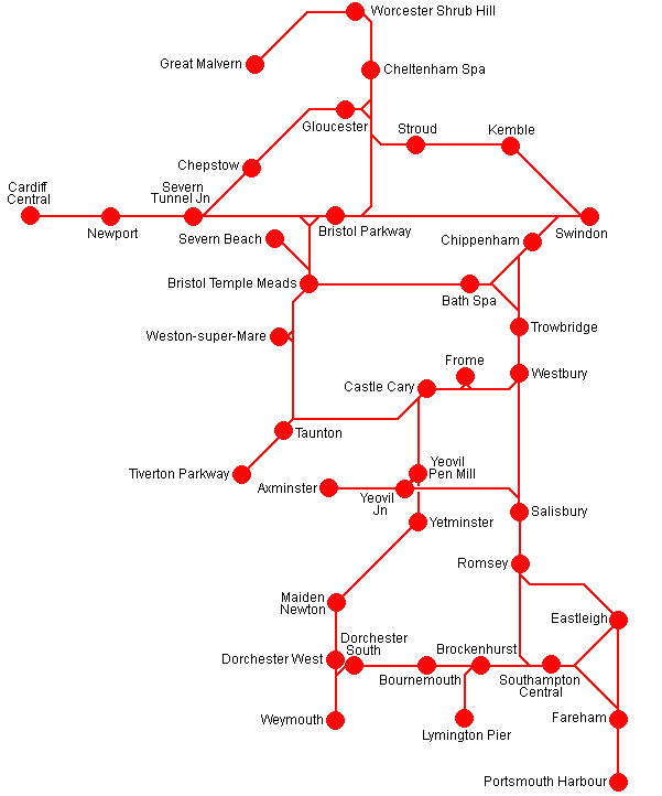 Freedom of Severn and Solent Rover route map