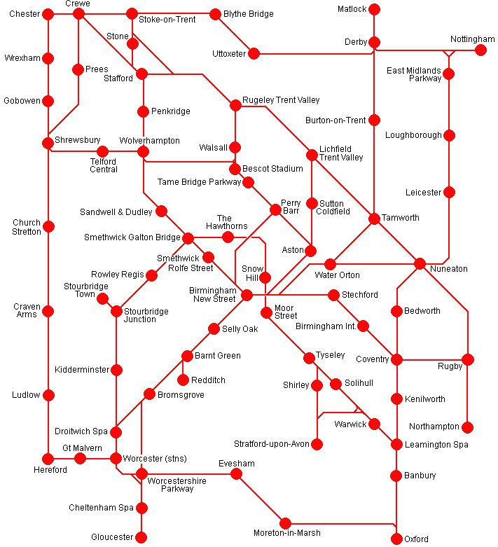 Heart of England Rover route map