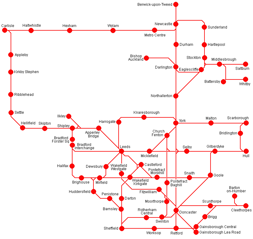 North East Rover route map