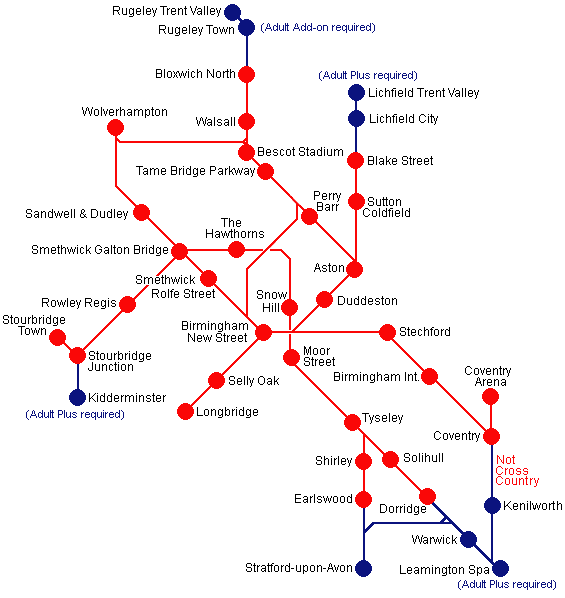 West Midlands Daytripper route map