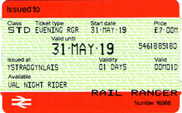 Valley Lines Nightrider ticket